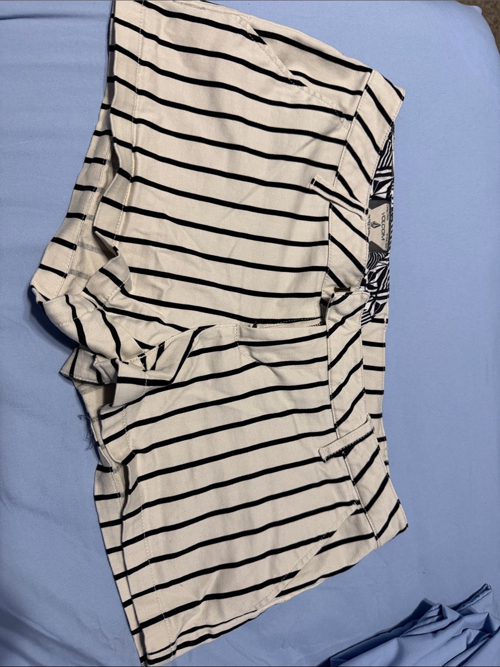 Volcom Black & White Striped Short Sleeve Tee